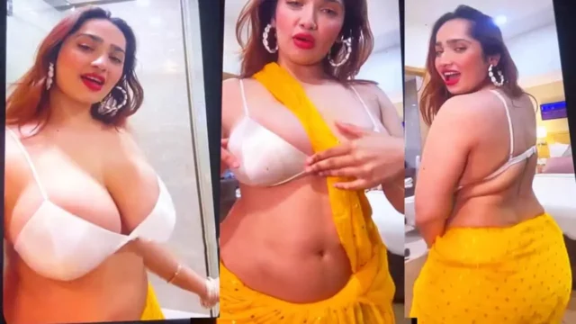 Aditi Mistry Nude Big Boobs Exposed in Yellow Saree Live Cam Show